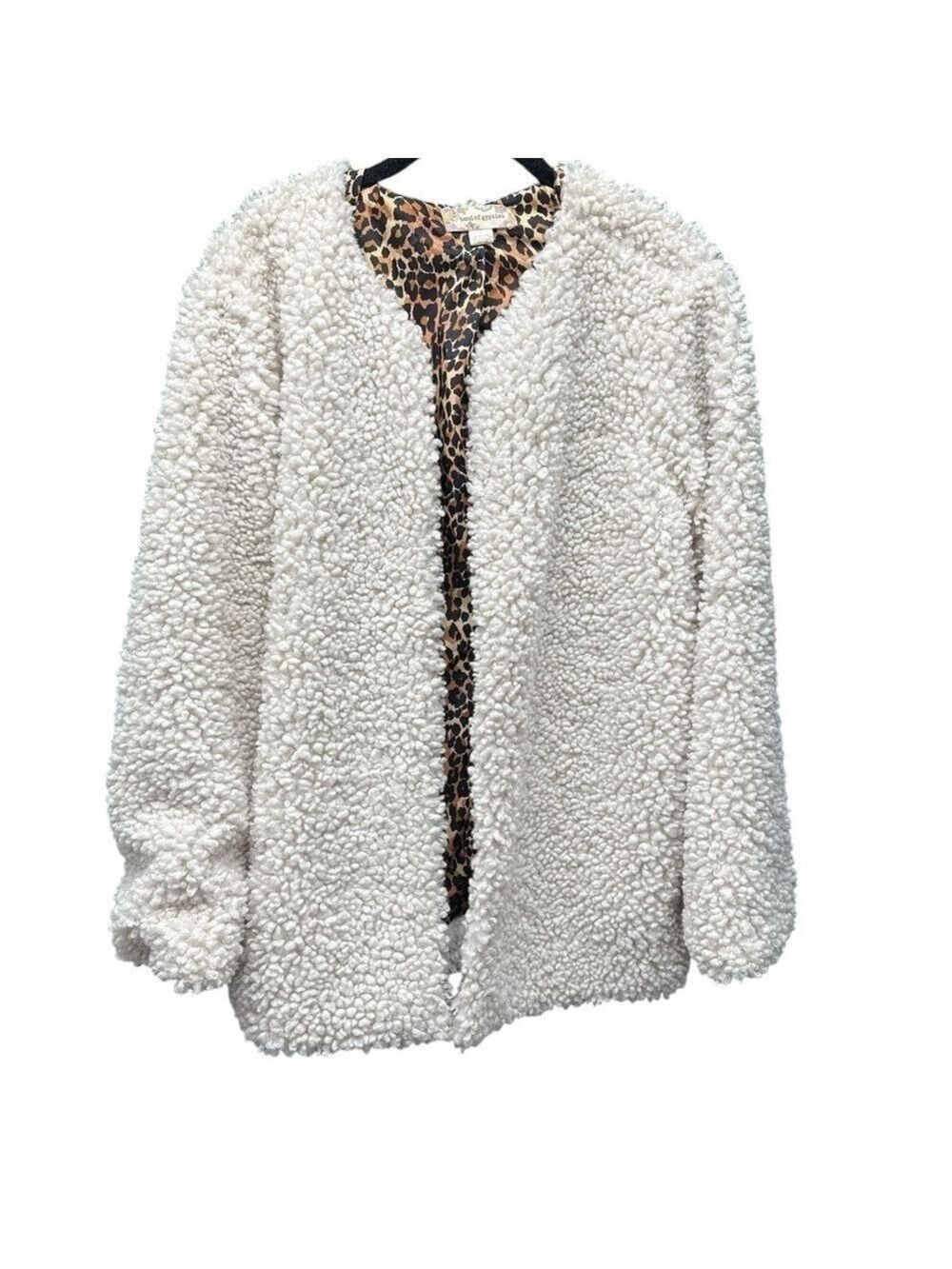 Band of Gypsies Women's Cream Faux Fur Shearling Coat Size Large